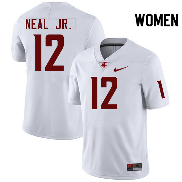 Women #12 Leon Neal Jr. Washington State Cougars College Football Jerseys Stitched-White